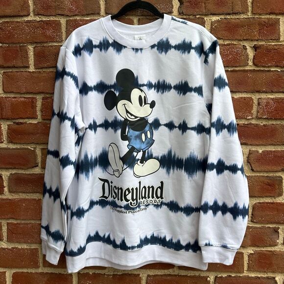 Disney parks Disneyland resort blue white tie-dye Mickey Mouse sweatshirt Large - Picture 1 of 11